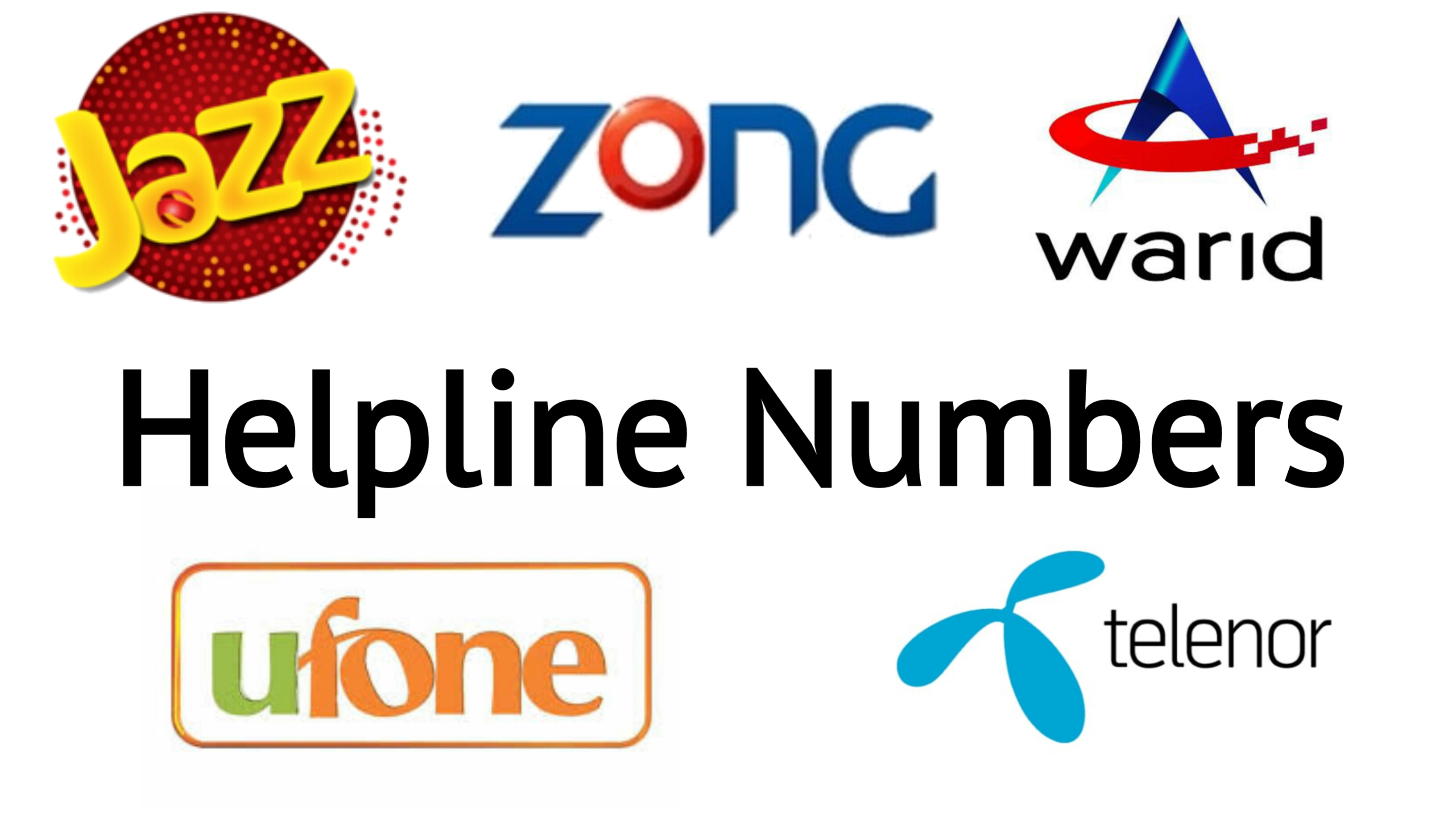 Helpline Number of Zong,Warid,Jazz,Ufone,Telenor